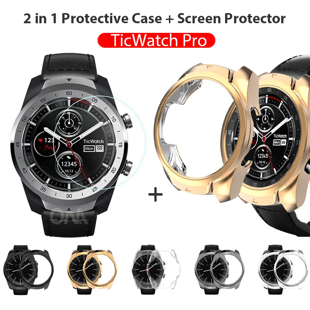 2-In-1-Protector-Case Tic Smart-Watch Tempered-Glass-Film Silicone for Cover-Shell