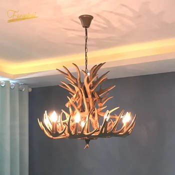 

Vintage LED Chandelier Led Pendant Lamp Lighting Hanglamp Industrial Buck Deer Horn Antler Bedroom Living Room Kitchen Fixtures