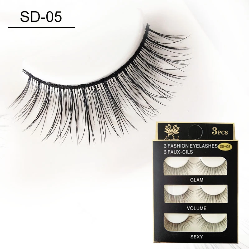 

3 Pairs Long Makeup Extension Mink Eyelash 3D Mink Lifelike Natural False Eyelashes Soft Fake Lashes Multi-layered Stereo Effect
