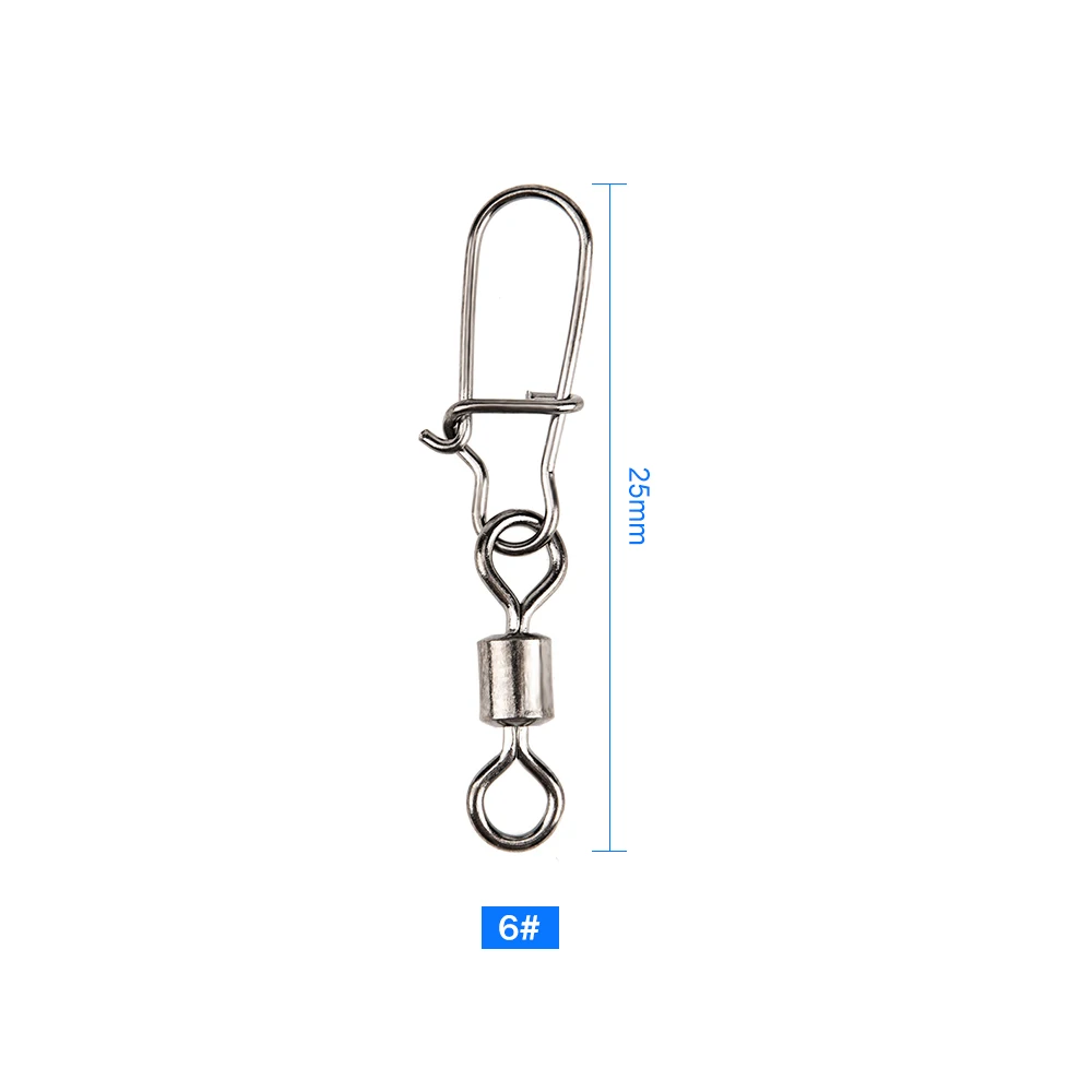 size 6 Lixada 50 шт./лот 2#/4#/6#/8# рыболовный поворотный разъем с защелкой рыболовный крючок Приманка Разъем терминал рыболовные снасти - Цвет: size 6