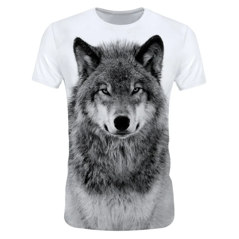 Men's 3D Wolf Printed T-Shirt - Casual Short Sleeve Tee, 100% Polyester, Tx436 Series