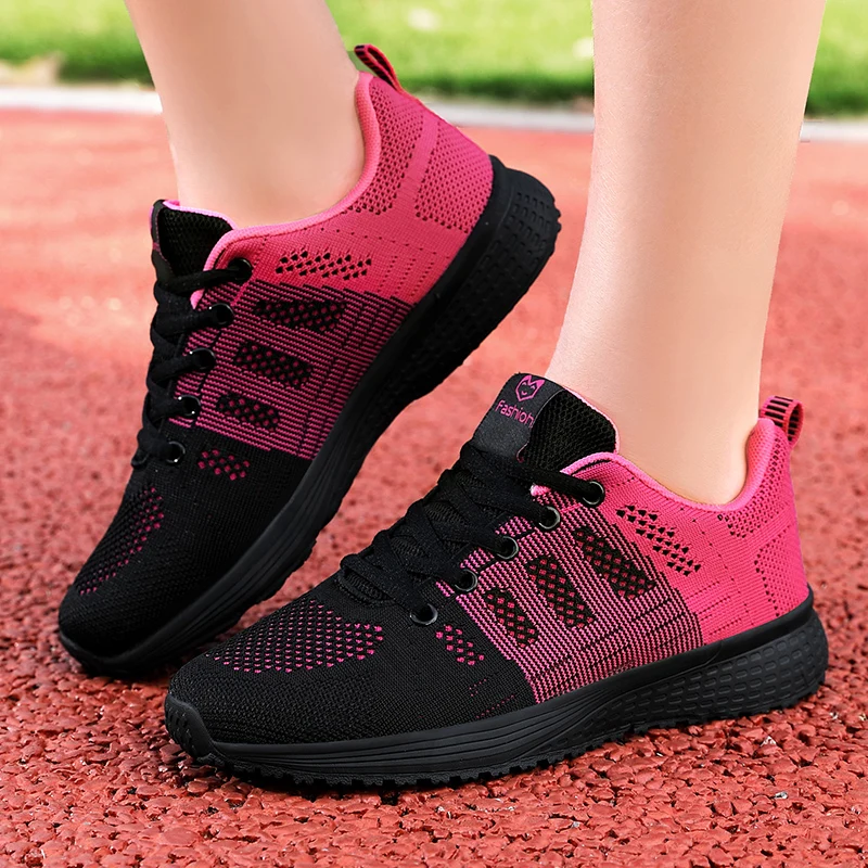 Running Shoes Women Casual Sport Men Running Weave Air Mesh Sneakers Non Slip Breathable Jogging
