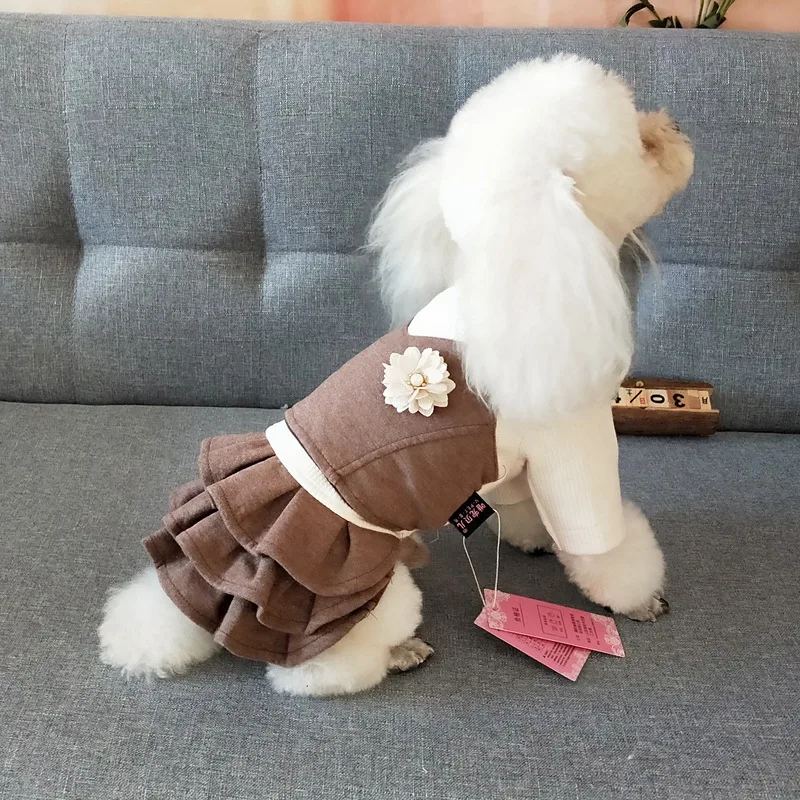 Зимнее платье для собаки, свитер, юбка, кошка, Йоркский пудель, Bichon Frise Pomeranian Puppy, костюмы для маленьких собак, одежда, платья для животных, наряд