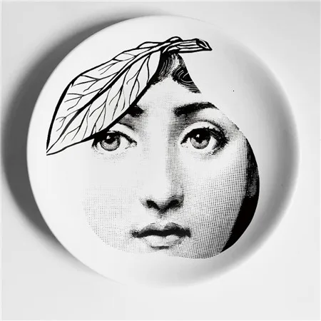 Fornasetti черно-белая иллюстрационная тарелка, настенная тарелка, домашний декор для отеля, человеческое лицо, керамическая посуда для декора стен - Цвет: 3