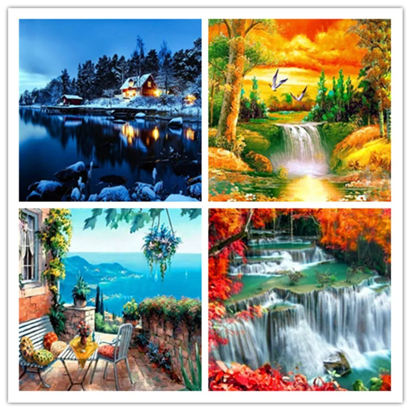 

Diamond Embroidery Natural Scenery Full Diamond Painting Landscape waterfall Picture Decor Home wedding decoration