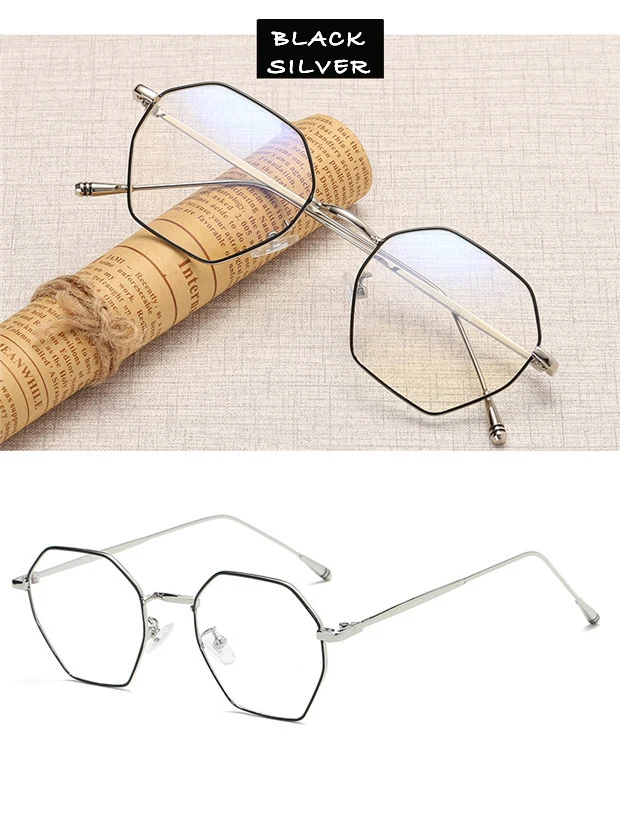 Унисекс многоугольная рамка очки винтажные стильные очки с прозрачными линзами простые очки 809-113