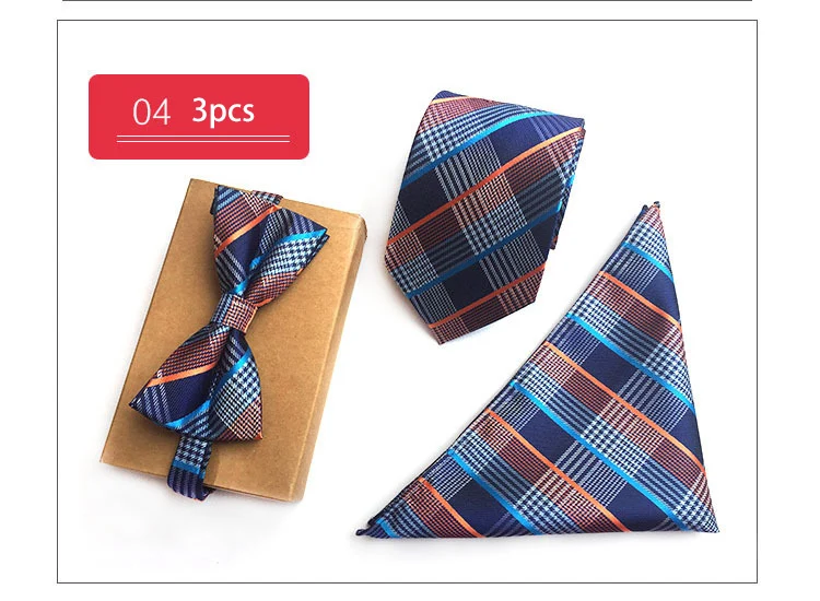 Ricnais 8 см шелковый галстук-бабочка шейный платок Набор Bule красный горошек Полосатый цветочный пиджак карман квадратный галстук-бабочка костюм деловой - Цвет: 04