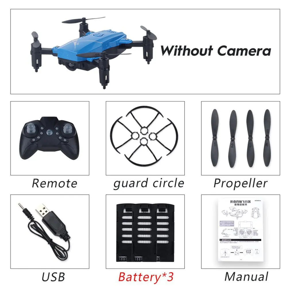 no camera 3 Blue LF602 2,4G wifi FPV мини складной Радиоуправляемый Дрон 2.0MP/0.3MP камера Дрон Безголовый Квадрокоптер фотографии видео передача в реальном времени - Цвет: no camera 3 Blue