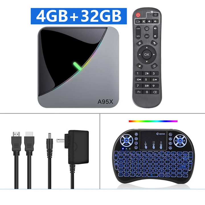 LEMDIOE A95X F3 Air RGB светильник ТВ приставка Android 9,0 Amlogic S905X3 wifi 4 ГБ 32 ГБ 64 Гб Смарт ТВ приставка поддержка 4K Youtube - Цвет: 4GB 32GB keyboard