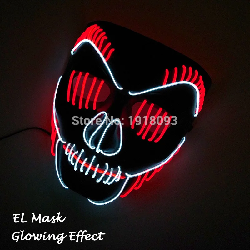 mask 11 30 стилей, лидер продаж, EL холодный светильник, маска, светодиодный светильник, светящаяся маска с 3 в, устойчивый на инверторе, для Хэллоуина, вечерние, рождественские принадлежности - Цвет: mask 11