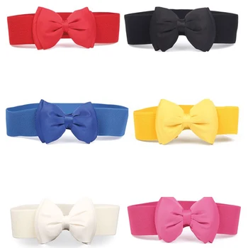

1PCS Womens Belts Fashion Soft Self Tie Wrap Around Waist Band Belt Big Bowknot Bind Wide Waistband Female Belts Stretch Buckle