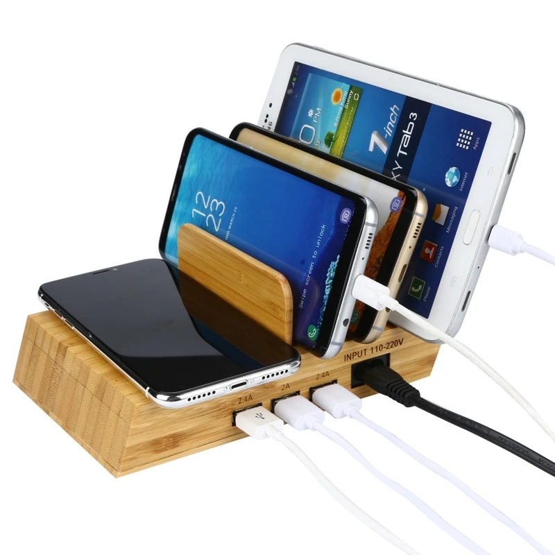 3 Usb зарядная док-станция Беспроводная зарядная подставка используется для нескольких устройств для Iphone/samsung Eu Plug