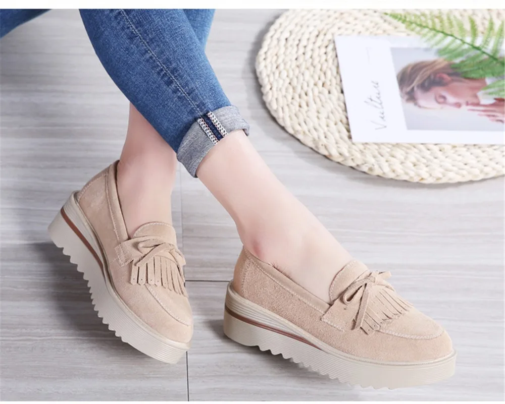 HX 2859-2019 Fashion Tassel Women's Platforms Shoes Genuine Leather Womans Sneakers-10