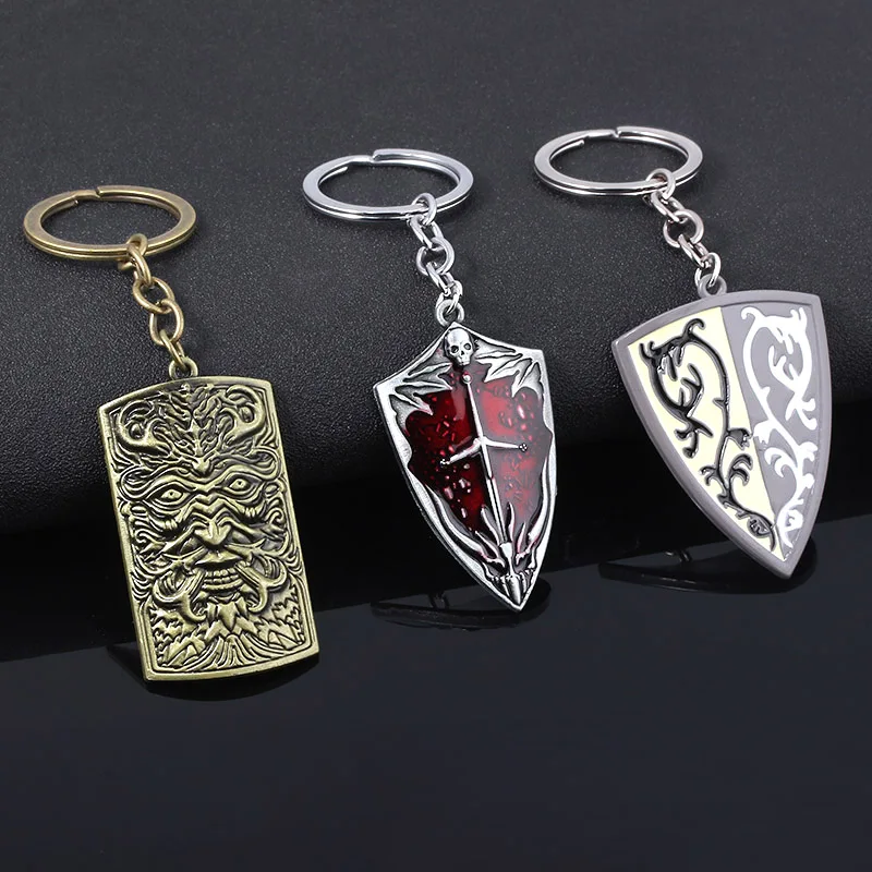 

Game Dark Souls Keychain Grass Crest Shield Bloodshield Weapon Model Key Chain for Women Men Personalized Car Keyring Jewelry