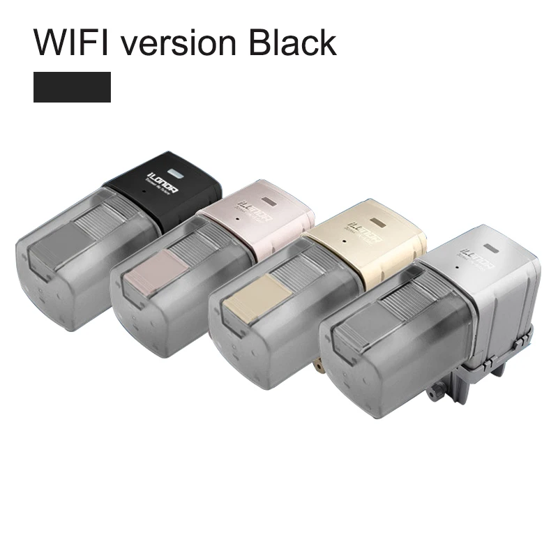 WiFi Black Автоматическая аквариумная кормушка SUNSUN с дистанционным управлением, беспроводной Wi-Fi, автоматический таймер, кормушка для рыб, аквариумные аксессуары, 170 мл - Цвет: WiFi Black