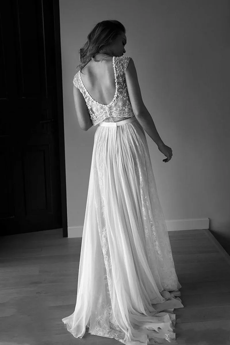 Vestido de noiva Casamento Бисероплетение без спинки robe de mariee mariage кружевное двухсекционное свадебное платье с открытой спиной свадебное платье