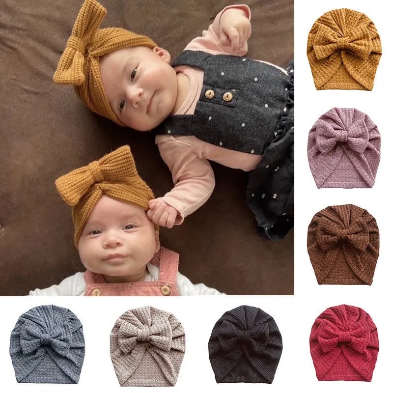 Baby Solid Ribbed Topknot Hat Kids Donut Ball Cap Newborn Girls Photography Props Spring Autumn Modis Beanie Turban Infant mens winter hat skullies