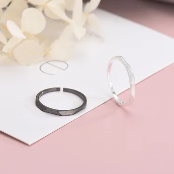 

S925 Sterling Silver Brushed Cut Open Couple Ring Fashion Personality Valentine's Day Gift Irregular Ring