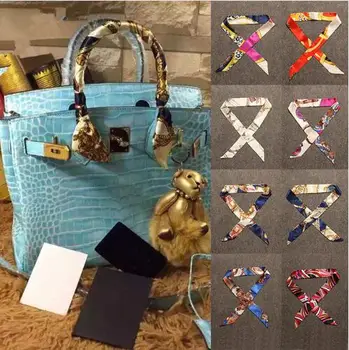 

34 Colors New Silk Small Women Fashion Scarf Hair Bags Handle Decoration Tie Multifunction Hand Ribbon Scarf 4*100cm