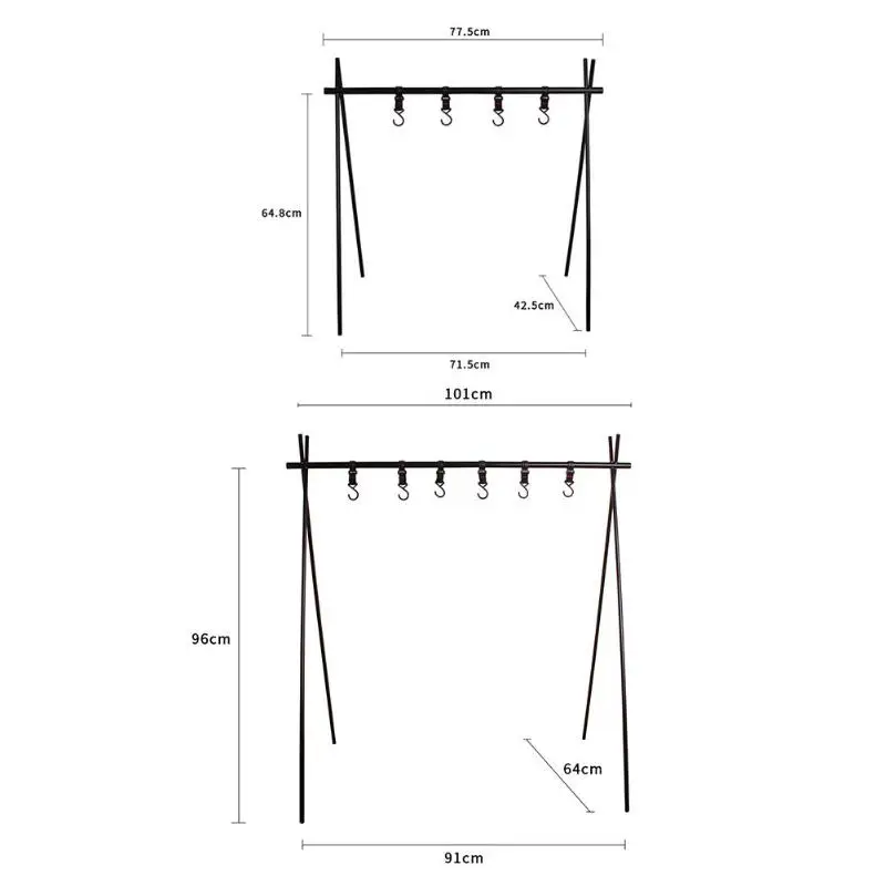 Подвесной стеллаж из алюминиевого сплава, 8 кг, для кемпинга, треугольная вешалка для одежды с 4 пластиковыми стальными крючками+ 1 сумка для хранения