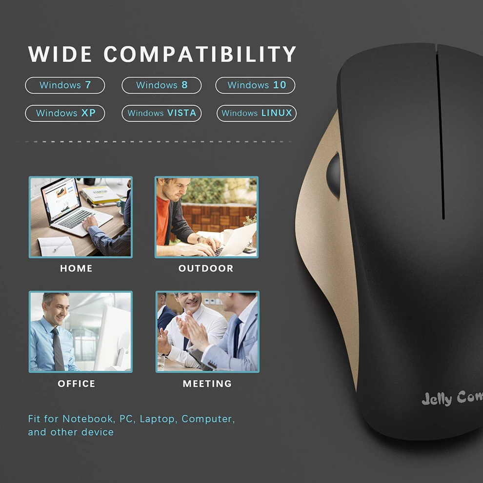 Желеобразная расческа, оптическая беспроводная мышь для ноутбука, компьютера, бесшумная эргономичная мышь, вертикальная мышь с большим пальцем, прокрутка