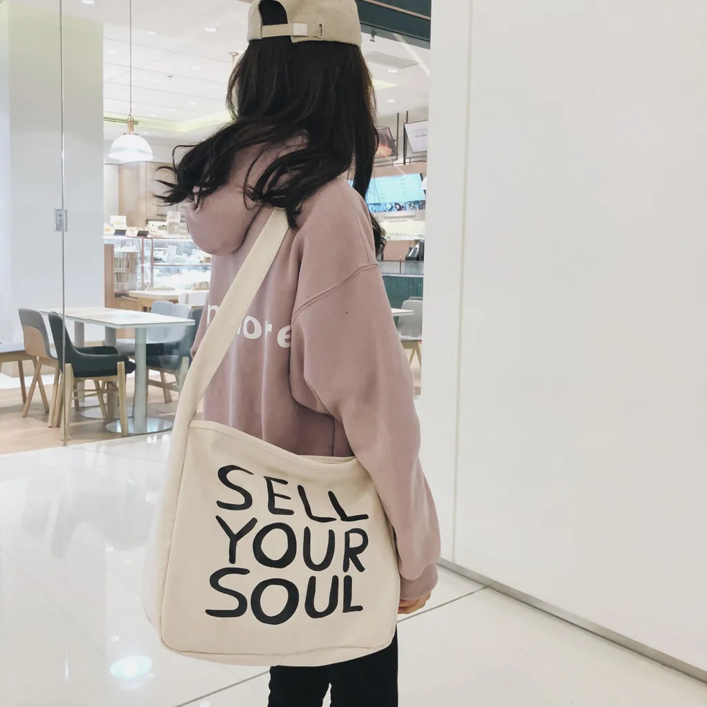 Корейские модные парусиновые сумки повседневная с напечатанными буквами Холщовая Сумка простая хозяйственная сумка большая емкость классический стиль Tote 20H