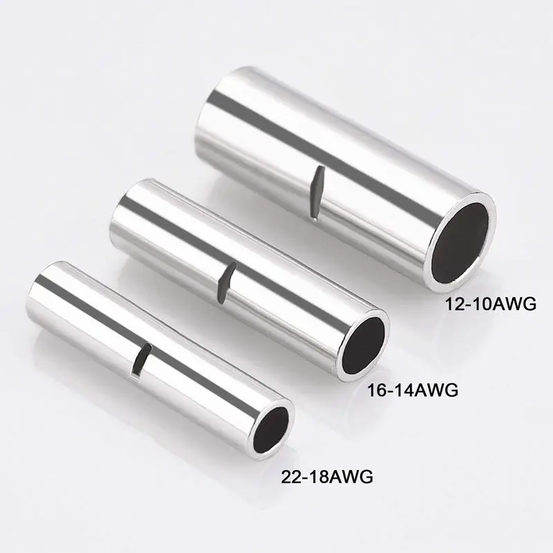 200 Pieces Non-Insulated Butt Connectors 22-18AWG 16-14AWG 12-10AWG Non-Insulated Wire Ferrule Cable Crimp Terminal Kit for Elec