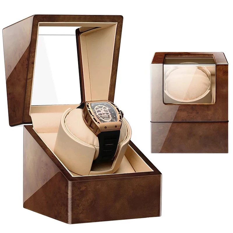 

WOODE Watch Winder Box Organizer Automatic Mechanical Watch Winding Case Remontoir Montre Red WOOD Motor Shaker Rotator Casket