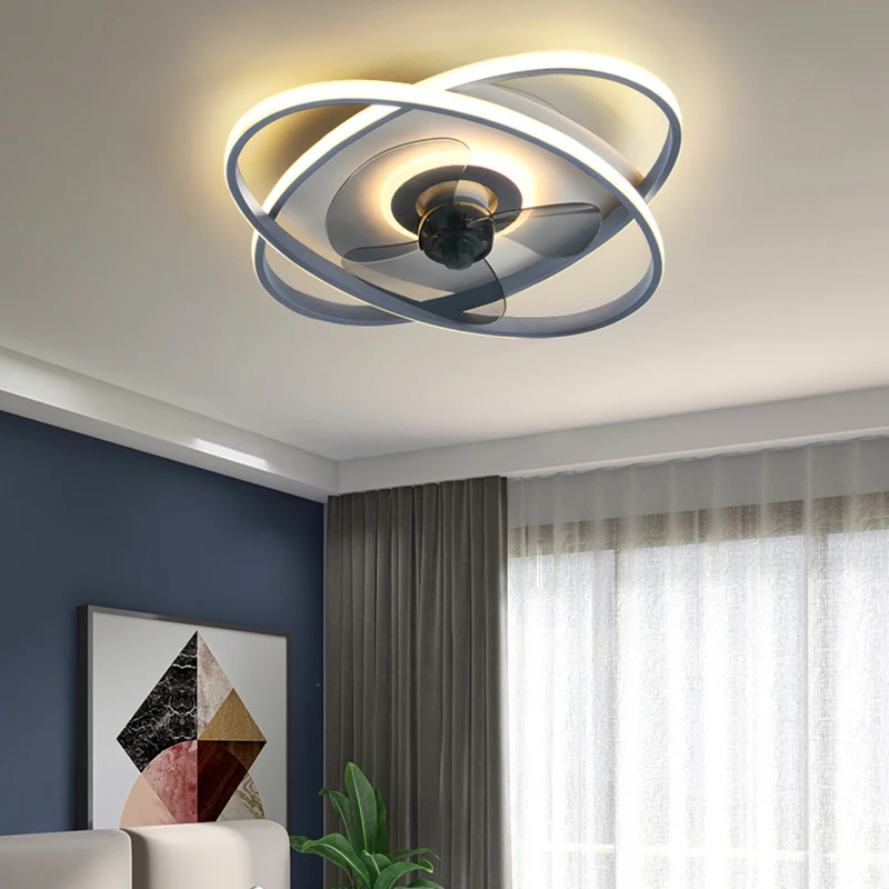 Nordic decorative study led ceiling lamps chandelier fan bedroom ceiling fan with led light and control fans with light