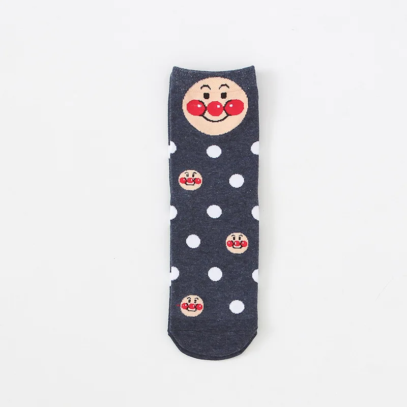 Носки с принтом аниме Anpanman baikinman Shokupanman Currypanman Dokin chan, осенне-зимние женские хлопковые носки, милые забавные мультяшные кавайные носки