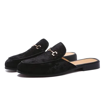 

Suede Loafers Men 2020 Summer New Breathable Slippers Retro Casual Blue Black Comfortable Flats Shoes Peans Shoes Plus Size