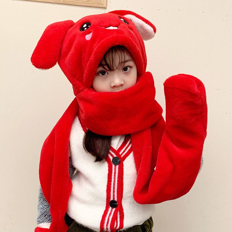 Plush Hat and Scarf In One