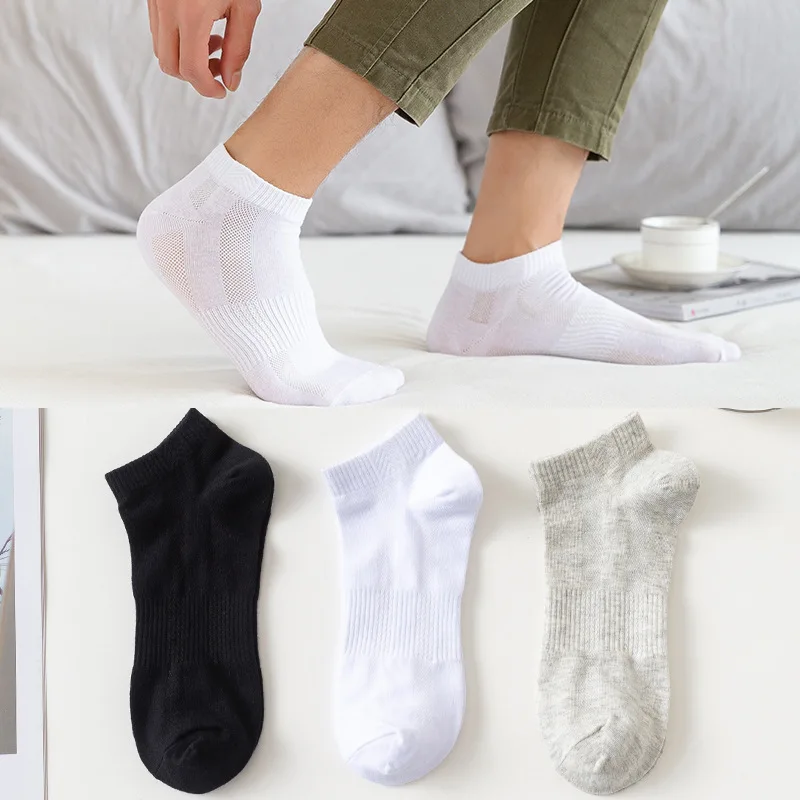 6 Pairs Spring Summer Mesh Ship Socks Men Pure Color Male Boy Waist Breathable Low Cotton Popular Durability Wholesale