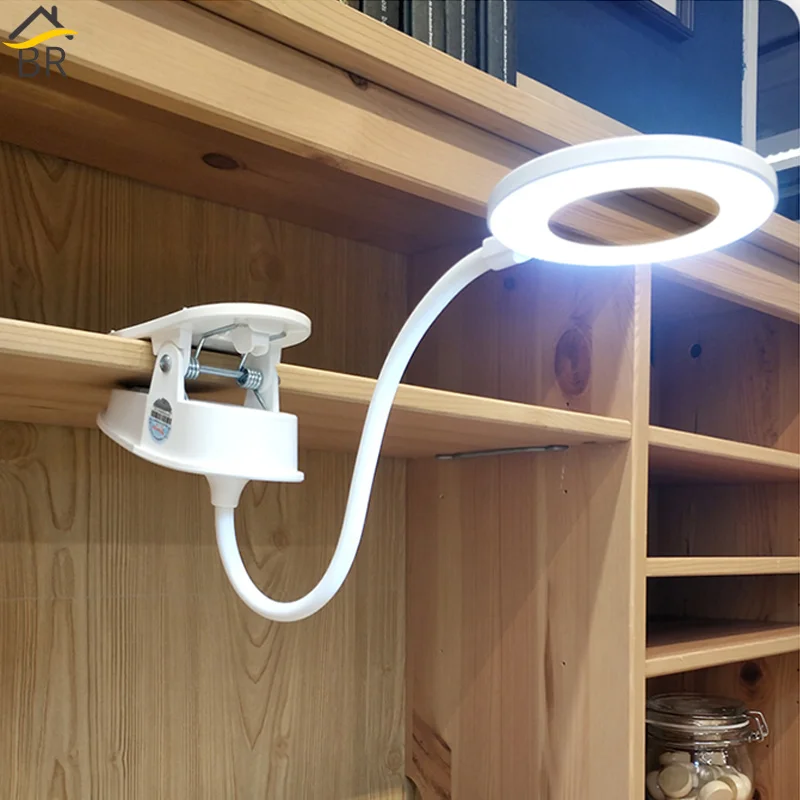 

BR LED Touch On/off Switch 3 Modes Clip Desk Lamp 4000K Eye Protection Reading Dimmer 18650 Rechargeable USB Led Table Lamps