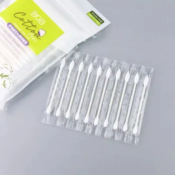 휴대용 여행 응급 관리를 위해 개별적으로 포장되는 면봉 가정 위생 메이크업 도구 100pc 일회용 양면