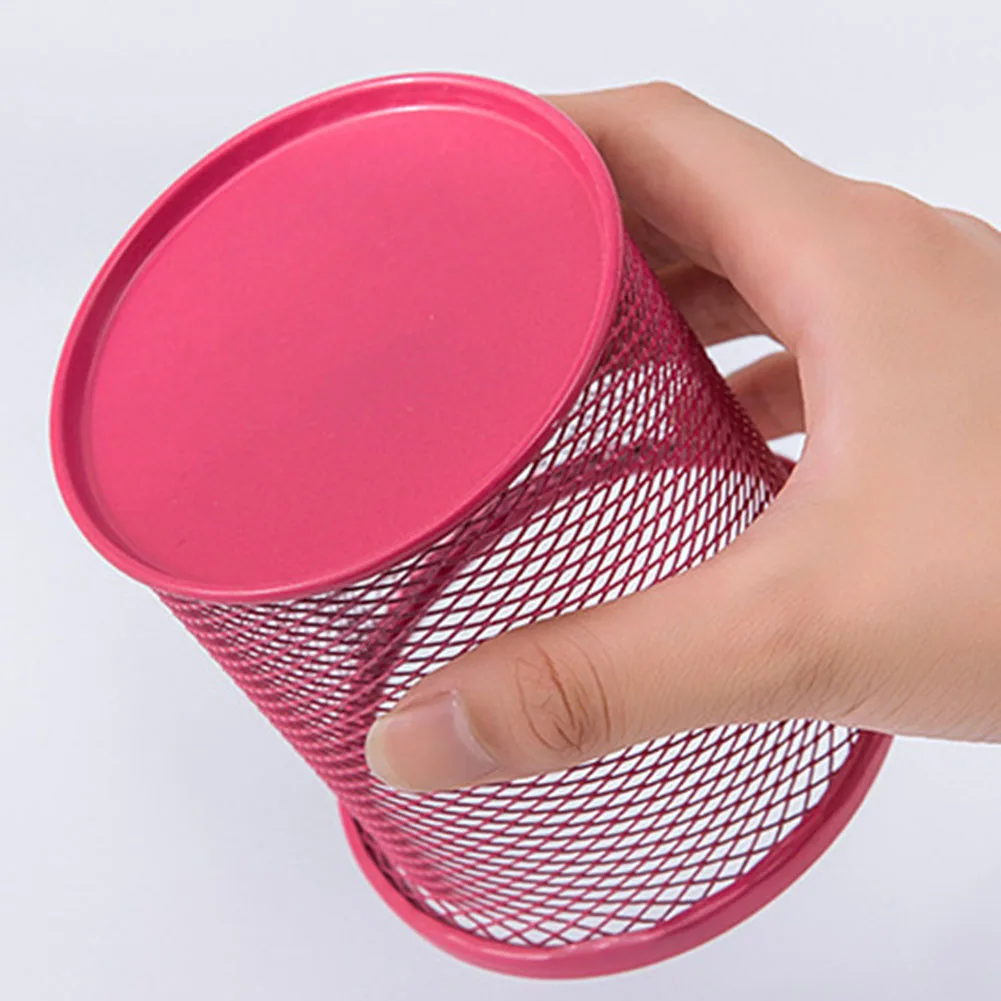 New Pencil Holder Office Desk Metal Mesh Square Round Pen Pot Cup