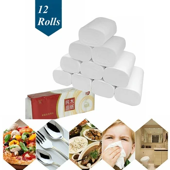 

12Pcs/Roll Soft Skin Friendly Toilet Paper 3 Layers Thicken Primary Wood Pulp Household Cleaning Tools Accessories Paper Towel