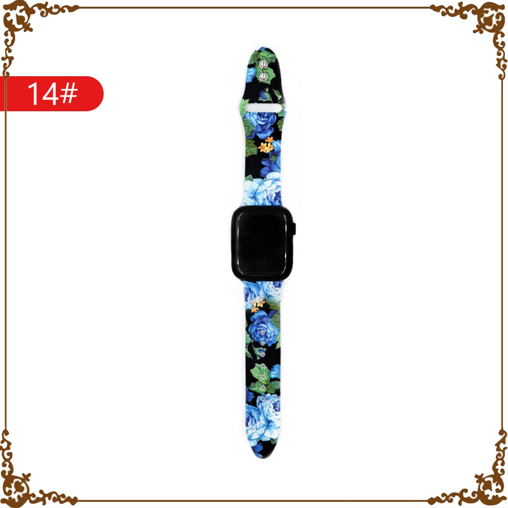 14 Ремешок с цветком для apple watch 5 4 band 44 мм 40 мм correa iwatch band 42 мм 38 мм браслет силиконовый apple watch 3 2 1 Аксессуары для часов - Цвет ремешка: 14