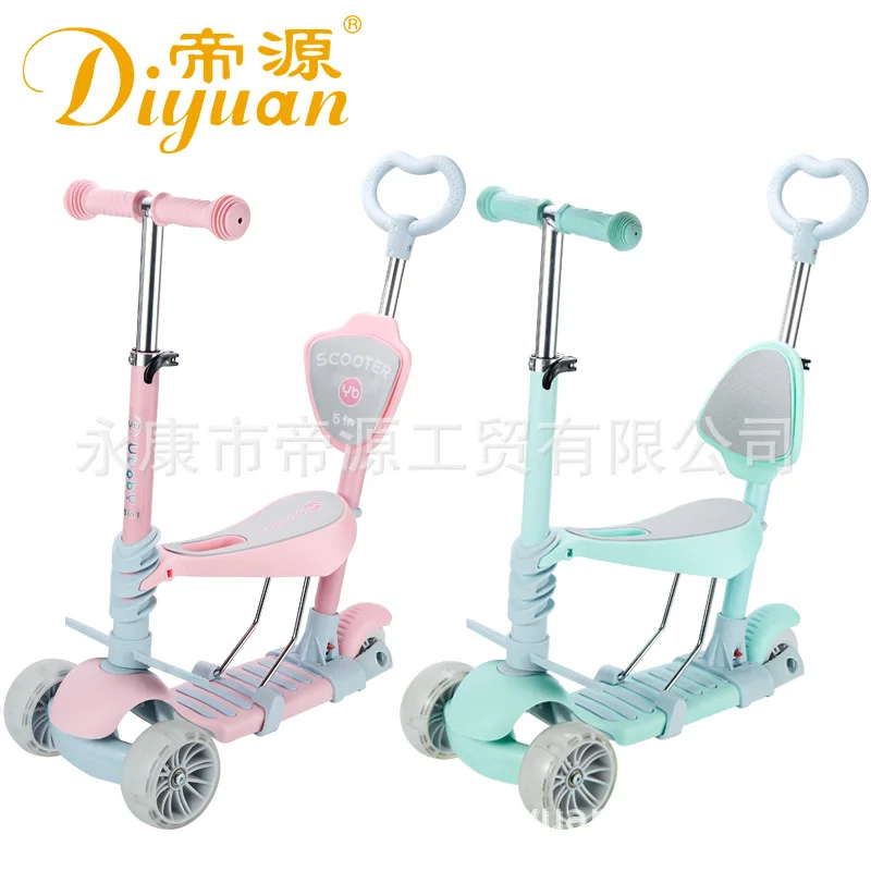 

Five in One Multi-functional Scooter Box Three-in-One Baby Stroller Gift Three Rounds Flashing Wheel Children Scooter