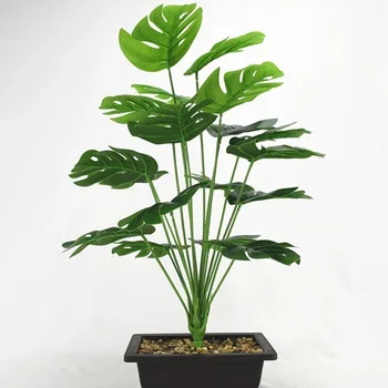 Monstera Deliciosa Plant Geen Palm Leaf Artifial Fake Plant Long Branch Tropical Green Plant Garden Living Room Bedroom Balcony Decoration 2
