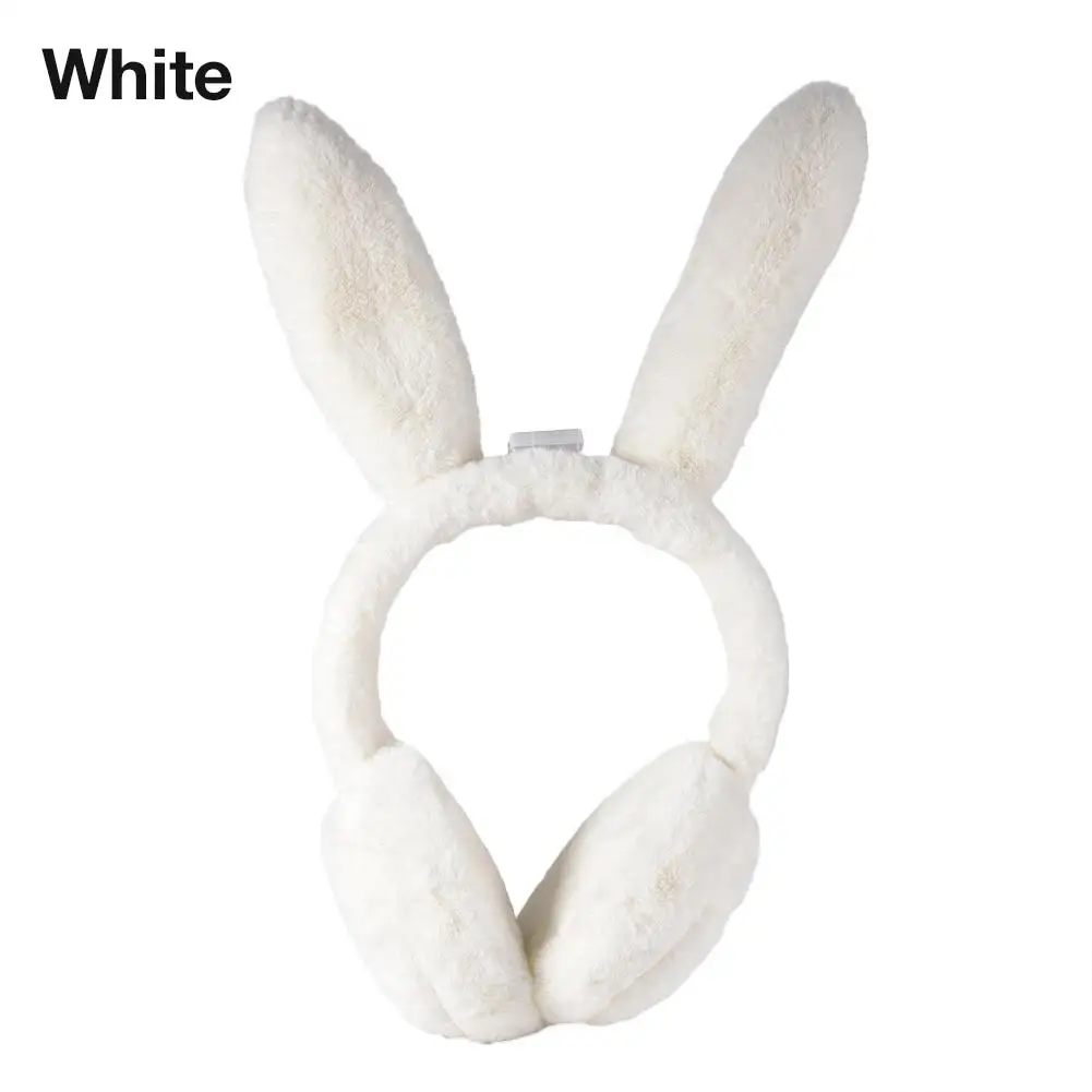 Girl Women Rabbit Earmuffs Fur Fashion Luminous Winter Warm Earmuffs Windproof Ear Protection - Цвет: White