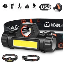 

LED Headlamp Portable Mini Powerful XPE+COB USB Rechargeable Headlight Fishing Running Head Torch Waterproof Work Head Lamp