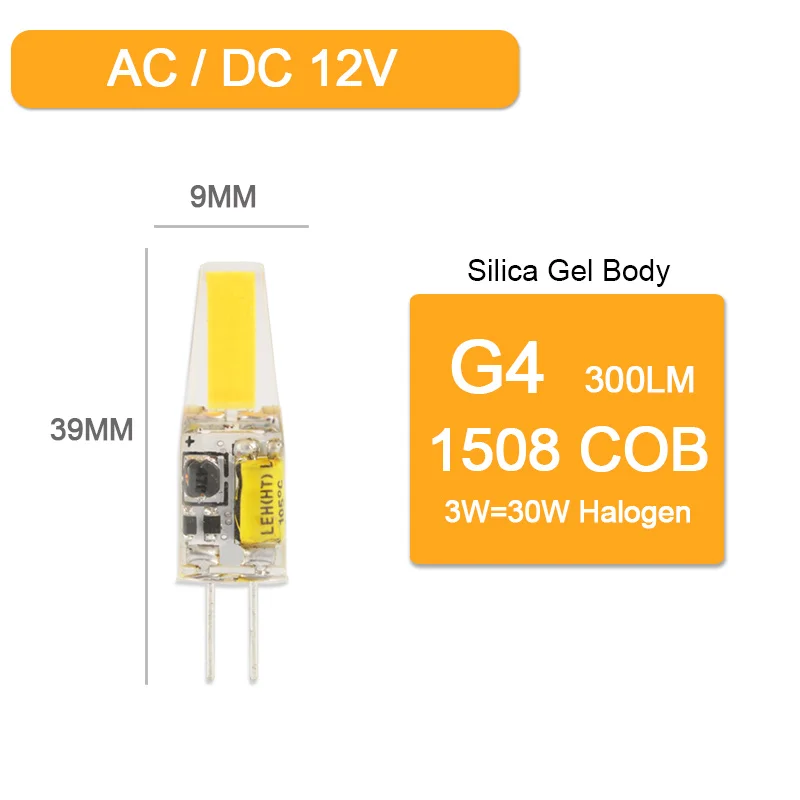 10 шт./лот G4 светодиодный COB лампа 3W 6 Вт высокое яркий лампада светодиодный 220V SMD2835 Bombillas светодиодный Замена галогенный прожектор люстра - Испускаемый цвет: 3W COB 12V