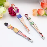 1Pc at random color Eyebrow Tweezer Stainless Steel Slanted Eyebrow Tweezers Eyebrows Hair Remover Tools Cosmetics Beauty T0544 1