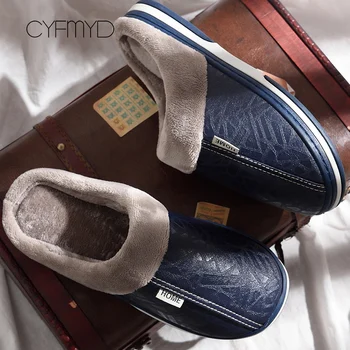 

Winter slippers for men Plus size 45-49 Fashion Antifouling House shoes Non slip mens slippers indoor Windproof