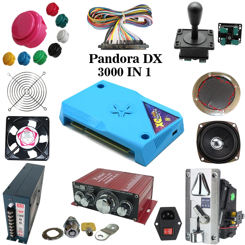 

Arcade parts Bundles kit With Joystick Pushbutton Microswitch Player button Speaker 3000 in 1 Game PCB to Build Up Arcade Machin