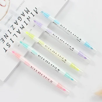 

12 Pcs/lot Japanese Stationery Mild Liner Double Headed Fluorescent Pen Colored Drawing Painting Highlighter Art Marker Pens
