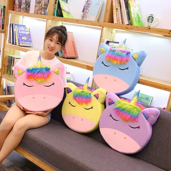 

ins net red rainbow unicorn plush cushion office chair dormitory round stool thick sponge cushion cute child plush cushion windo