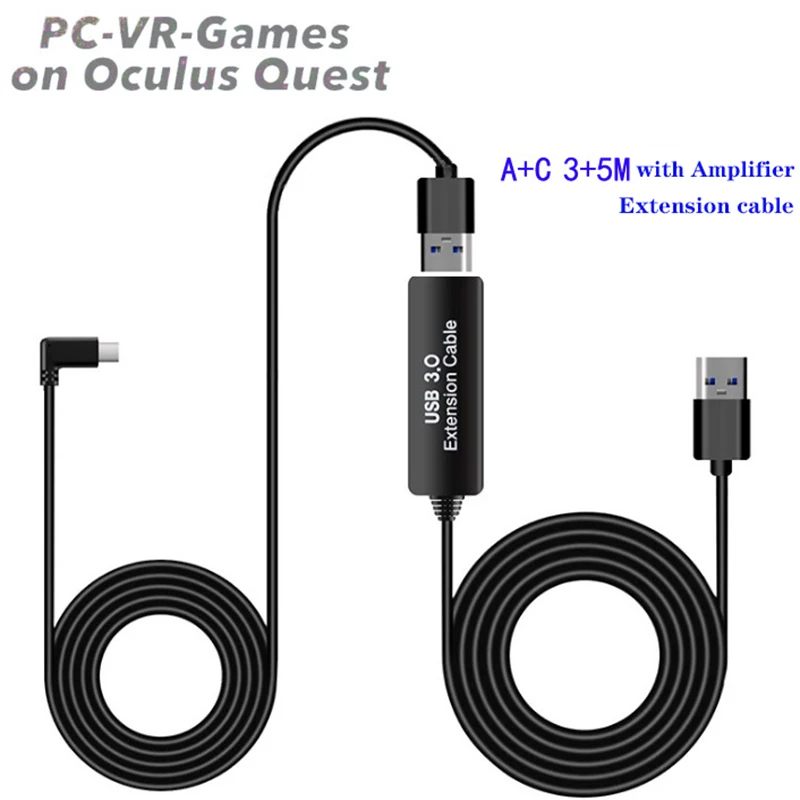- 8M26FT USB30 Adapter Cable For Oculus Quest 2 Link Cable Extension USB Data Line Type A To C Computers VR Glasses Accessories
