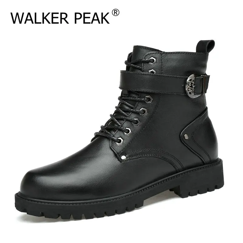 Size 46 Mens Moto Boots Outdoor Army Ankle Men Genuine Leather Shoes Military Desert Tactical Boot Black Combat | Обувь